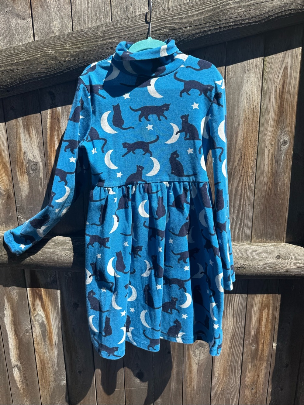 Mini Boden Blue Cat & Moon Turtleneck Dress